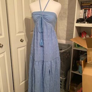 SHEIN Light Blue Strapless Maxi Dress